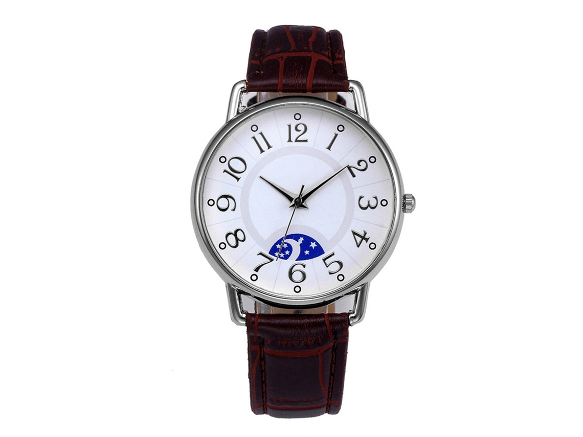 Reloj De Cuarzo Unisex Con Correa Ajustable Simple Y Fashion Para Uso Casual (base Blanca, Correa Marrón)