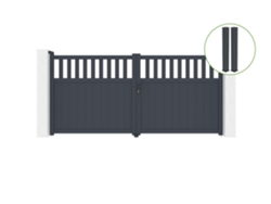 Puerta abatible 3,4m SANTIS H.160cm aluminio gris 2 postes 20x20cm H.190cm CASANOOV