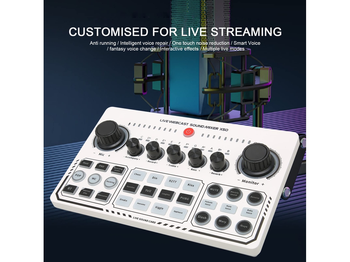 Mezclador De Audio Profesional Equipo De Podcast Paquete Tarjeta De Sonido Externa Usb Con 12 Efectos De Sonido De Calefacción Tarjeta De Sonido En Vivo Y CHRUI
