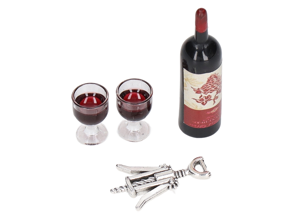 Juego De Vino Tinto Para Casa De Muñecas A Escala 1/12: Botellas En Miniatura, Copas, Abridores Y Decoración.