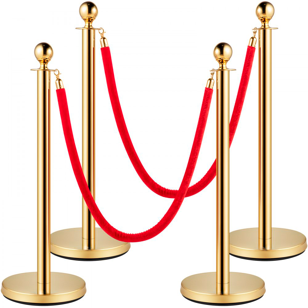 Juego de postes guía dorados con cordón rojo para control de acceso Tekmaquinas
