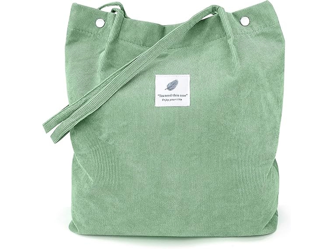 Bolso de pana para mujer, gran capacidad, reutilizable, con bolsillo interior, bolso de hombro adecuado para secadora de ropa.