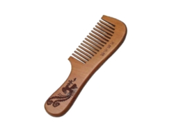 Peine de madera de durazno con grabado de dragón y fénix para un masaje saludable y cuidado capilar antiestático. Tienda Jinyubo