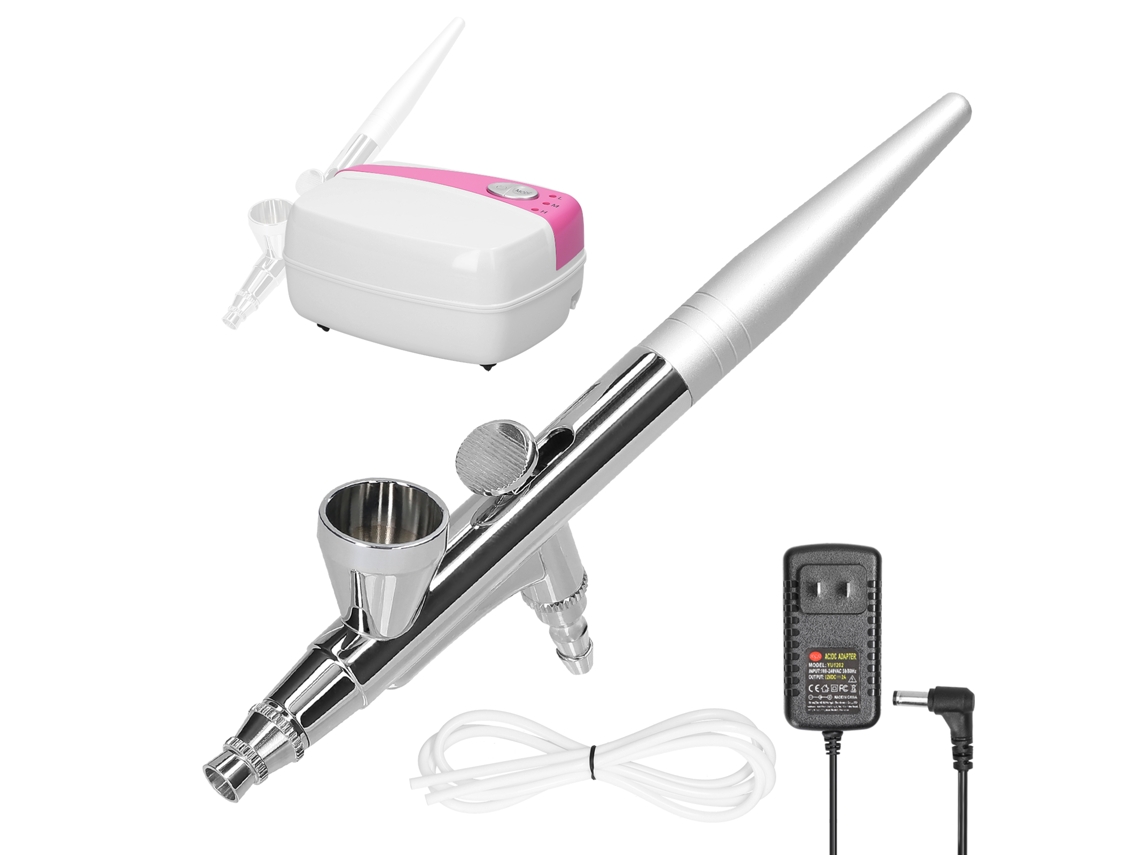 Kit profesional multiusos de compresor de aire y aerógrafo de 18 psi y 3 velocidades para modelos, maquillaje, uñas y decoración con pasteles.