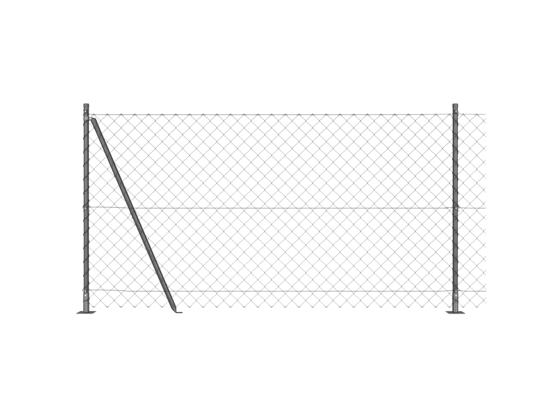 Valla de malla metálica Vidaxl con 7 postes con bridas, acero galvanizado, color gris (10 x 1,2 m)