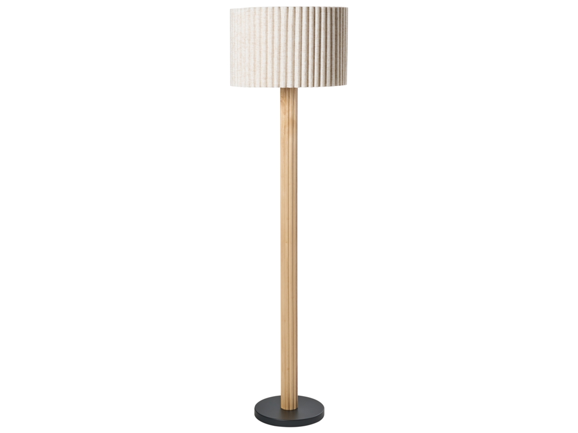 Lámpara de pie Beliani Belessa de madera de caucho color crema 40x40x144