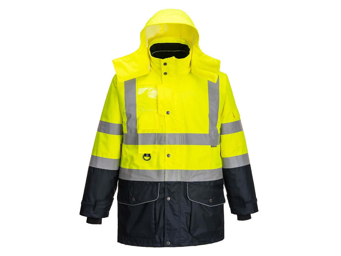 Parka 7 En 1 De Alta Visibilidad Contrast Traffic Amarillo Marino / Xs