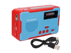 Radio Portátil Solar Con Manivela Y Linterna Led Am/fm De Emergencia, Color Azul.