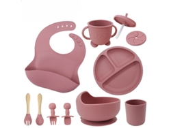 Juego de utensilios de silicona para la alimentación del bebé con ventosas, 10 piezas, rojo PANOONA
