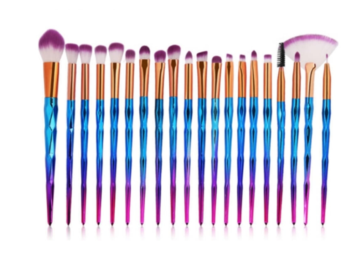 Juego de 20 brochas sintéticas profesionales para base de maquillaje, color malva USHION