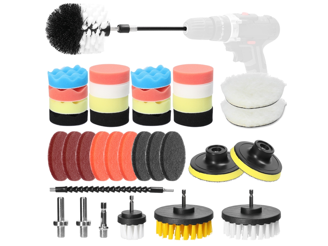 Kit De 38 Piezas Para Pulir Y Encerar Coches Con Almohadillas De Espuma Y Accesorios De Limpieza.
