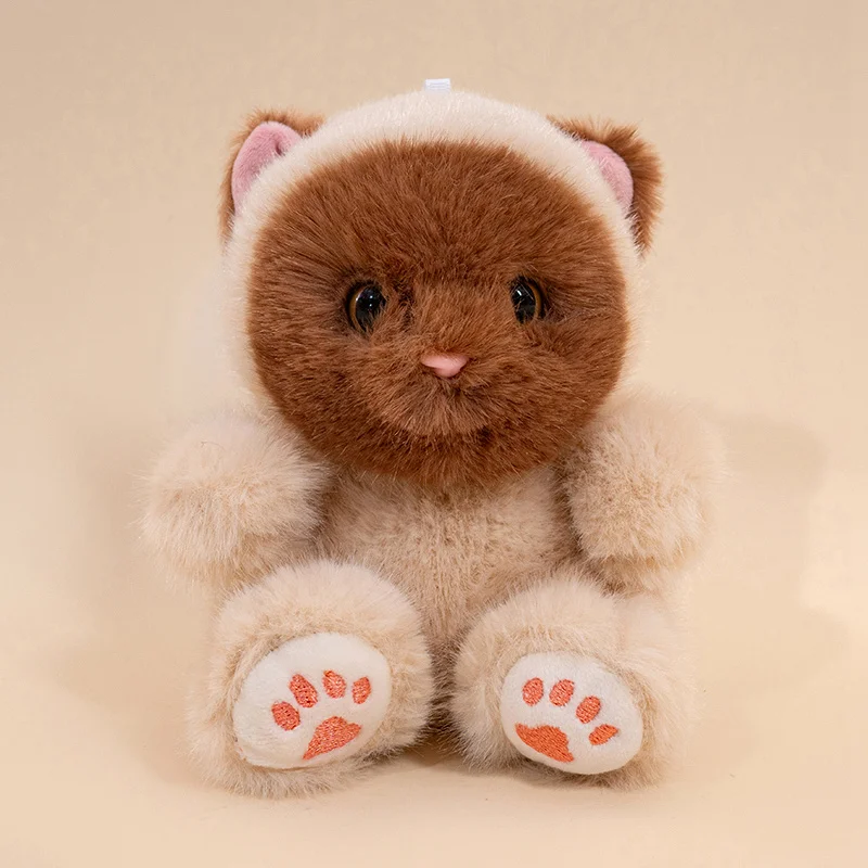(gato Siamés De 13 Cm) Lindo Mini Gatito De Peluche De 13 Cm, Hecho A Mano