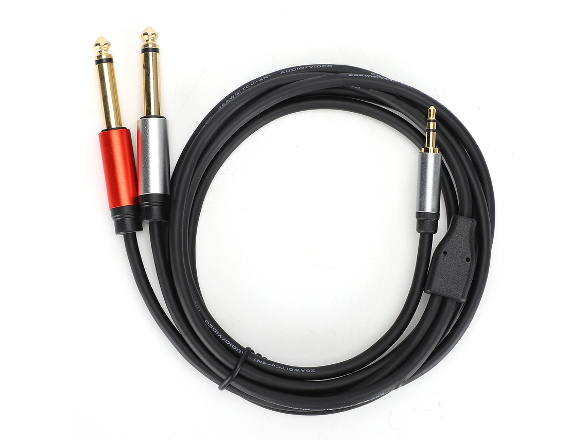Cable De Audio 2 En 1 De 1,8 M, Divisor Anticorrosión De 3,5 Mm A 6,35 Mm Para Auriculares Y Altavoces.