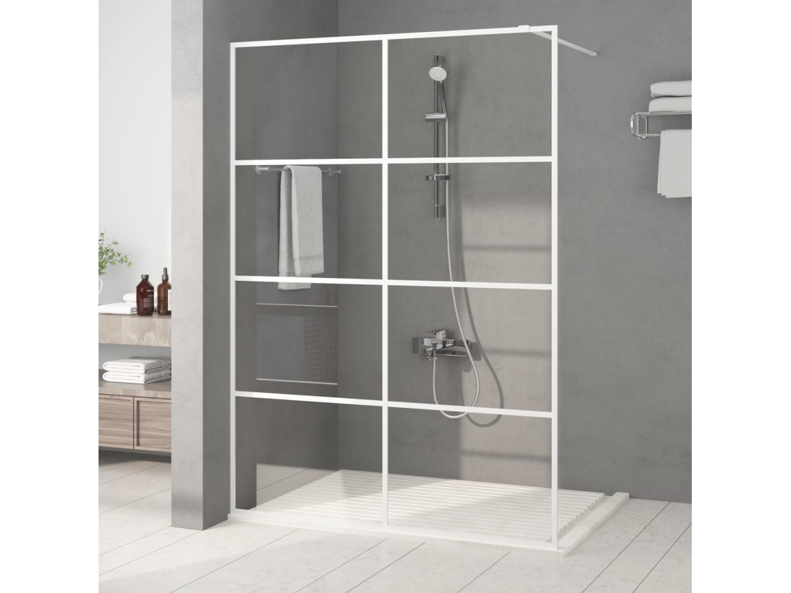 Mampara De Ducha Vidrio Esg Transparente Blanco 140x195 Cm