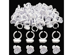 200 Anillos Desechables De Plástico Con Forma De Corazón Para Extensiones De Pestañas, Tatuajes Y Manicuras - Blanco