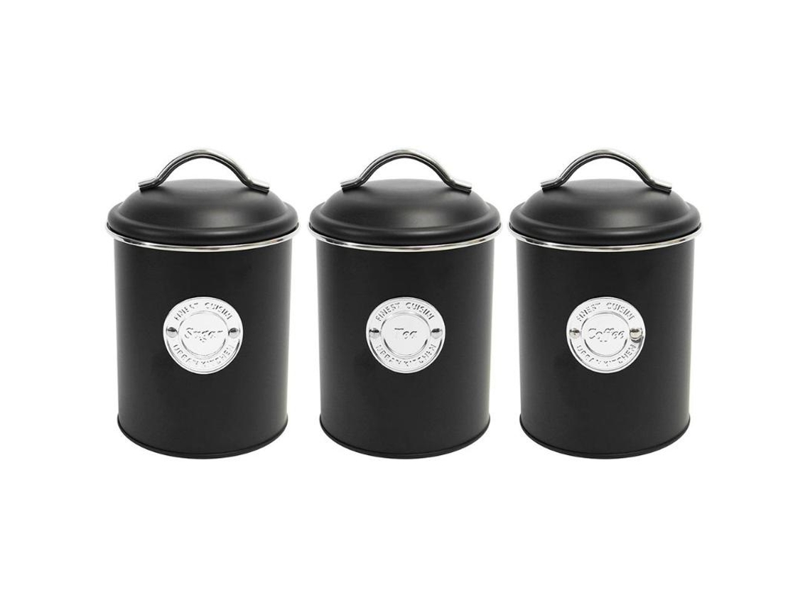 Tarros cocina chapa negros lote 3