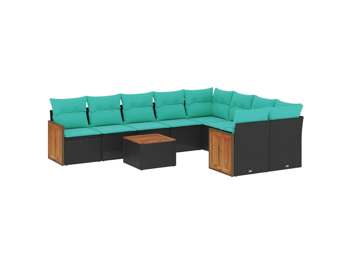 Maison Exclusive - Conjunto De Sofá De Jardín De 10 Piezas Con Cojines, De Poliratán Negro