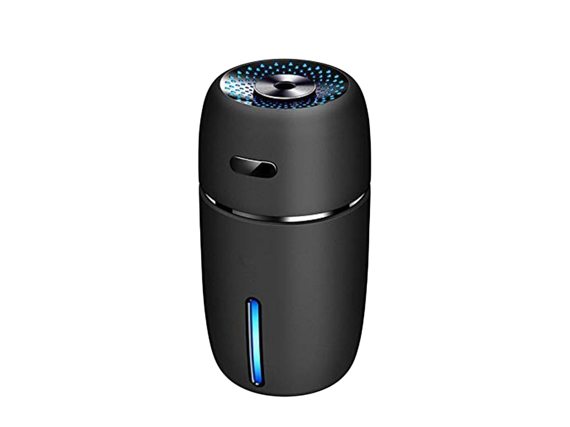 NEVEANCE Humidificador para coche con luz LED nocturna, minihumidificador alimentado por USB con luz LED nocturna de 7 colores, humidificador portátil para via
