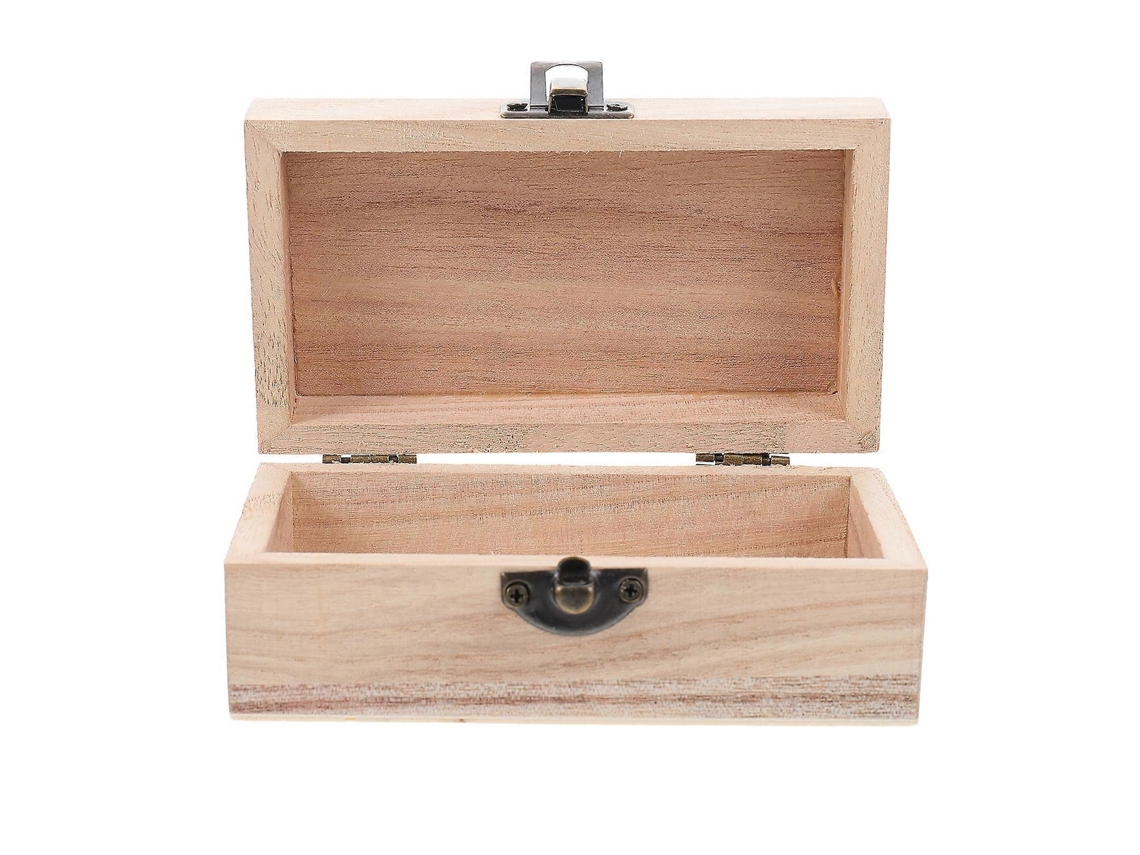 5 Cajas De Madera Sin Terminar Con Tapa Bisagra Para Organizar Pendientes Y Joyería Pequeña 12x7x5cm