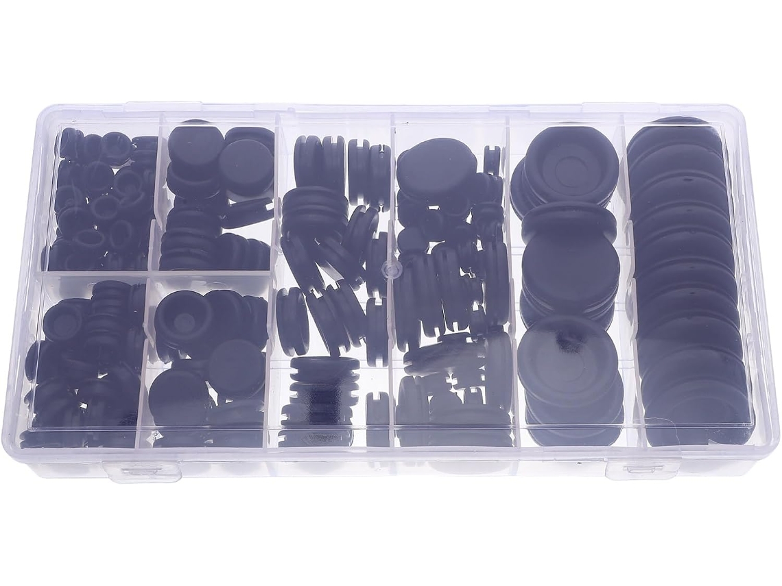 200piezas Pasacables Goma Cables Surtido Tapones Negros