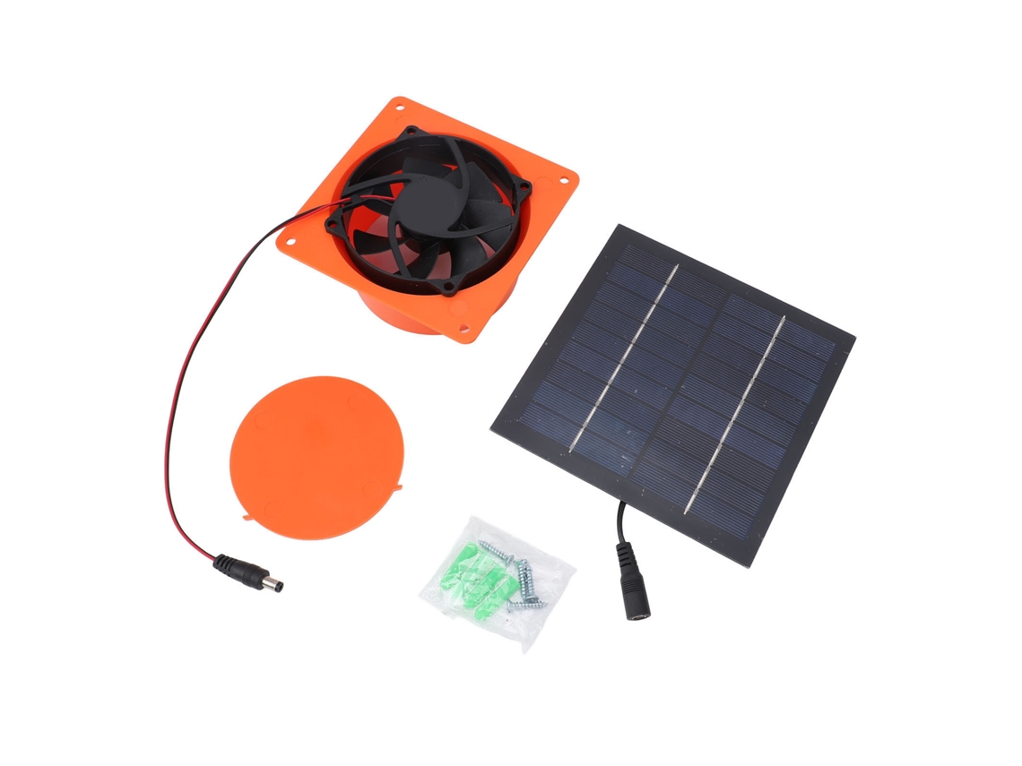 Ventilador solar de 20 W con panel monocristalino para invernadero, caravana y barco.