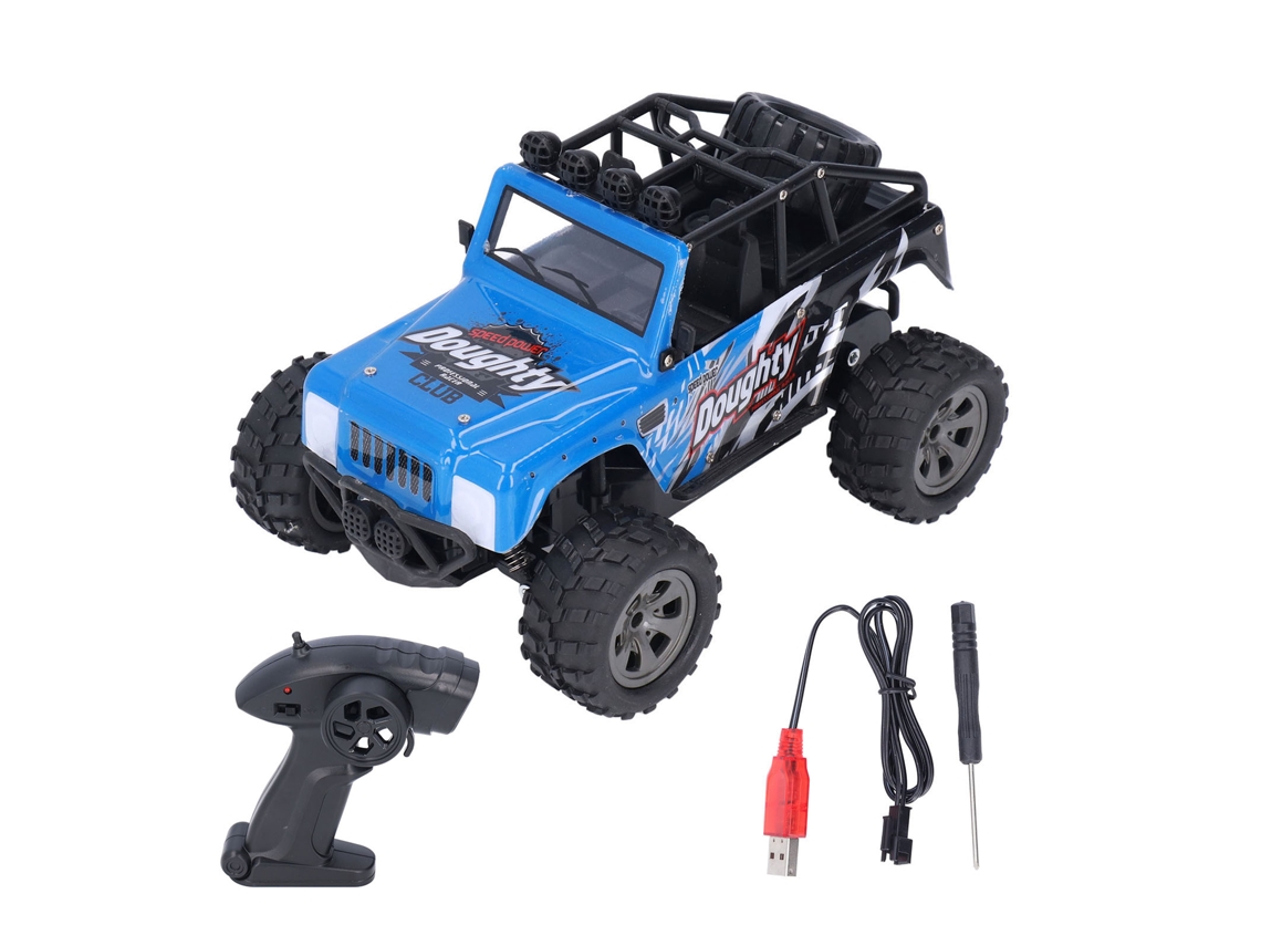 Coche Teledirigido Todoterreno 2.4g Con Neumáticos Antideslizantes, Recargable, Color Azul.
