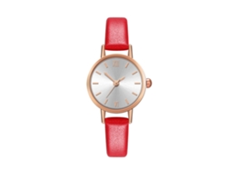 Reloj De Pulsera De Cuarzo Para Hombre/mujer Con Correa De Pu, Estilo Moderno, Blanco/rojo
