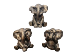 ORIGEN Home Decor Elefantes 3U Africanas Y Elefantes Figura de Elefante Gris 15x14x13cm BY SIGRIS