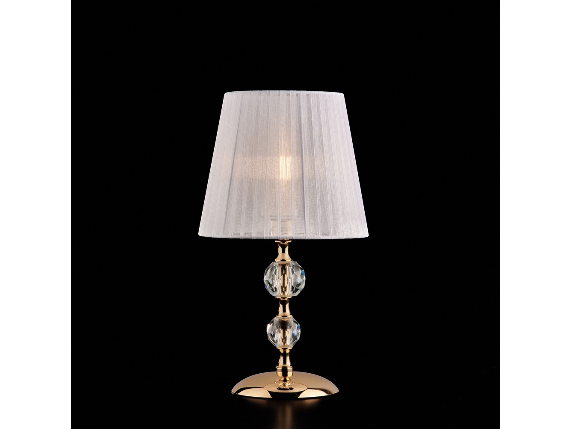 Ruben - Lámpara De Mesa 1 Luz De Hierro Dorado Y Cristal Con Pantalla H.36 - Ø20 - Bl267-lt-or