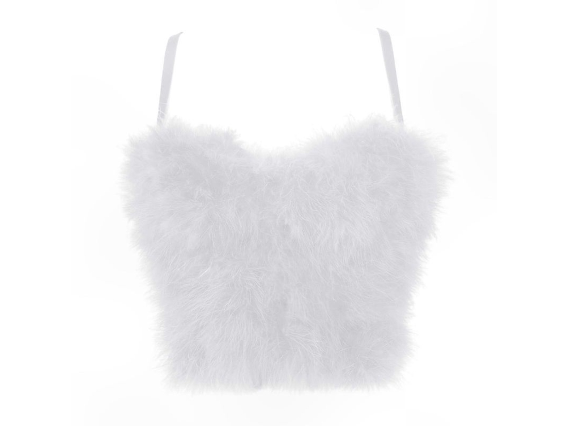 Top corto sin mangas con cinturones finos para mujer, moda urbana, bustier versátil, blanco S