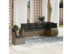 Conjunto de sofá de jardín de 6 piezas con cojines de mimbre gris, Dkd Home Decor