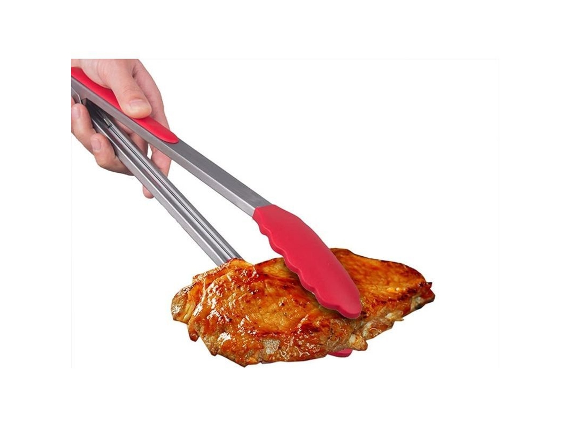 2026-pinzas De Cocina Mini De Silicona Con Cabezas De Silicona Acero Inoxidable Para Servir Comida Roja