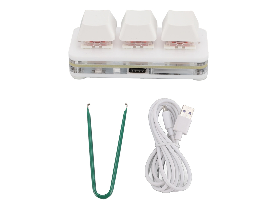 Mini Teclado Mecánico De 3 Teclas, Usb, Rgb, Personalizable, Programable Para Juegos Y Uso De Oficina, Blanco.