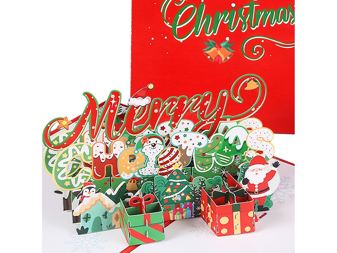 Tarjeta emergente Feliz Navidad, tarjeta 3D hecha a mano con sobre NEVEANCE