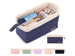 Estuche Para Lápices De Gran Capacidad Con Amplia Abertura, Portátil, Materiales Duraderos, Para Estudiantes (niños Y Niñas), Azul Marino.