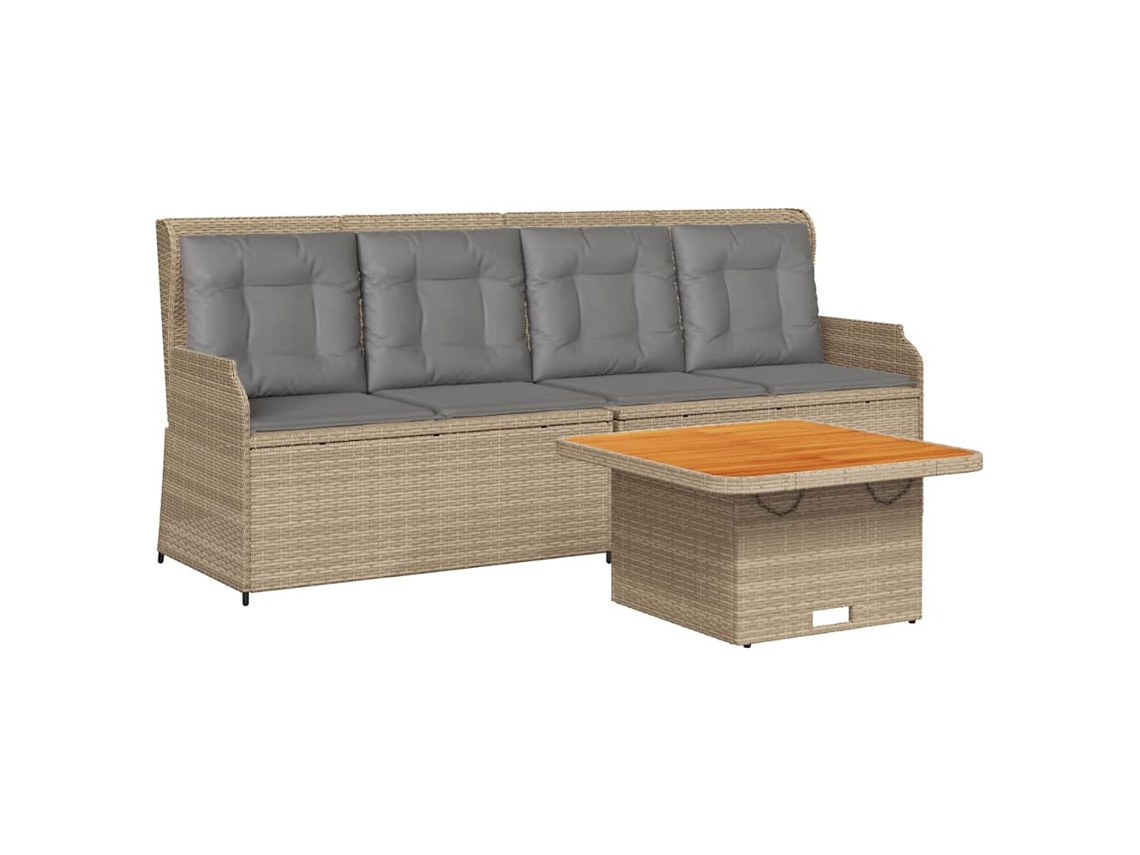 Juego de 3 sillones de jardín con cojines de mimbre, beige, MAISON EXCLUSIVE (90 x 200 cm)