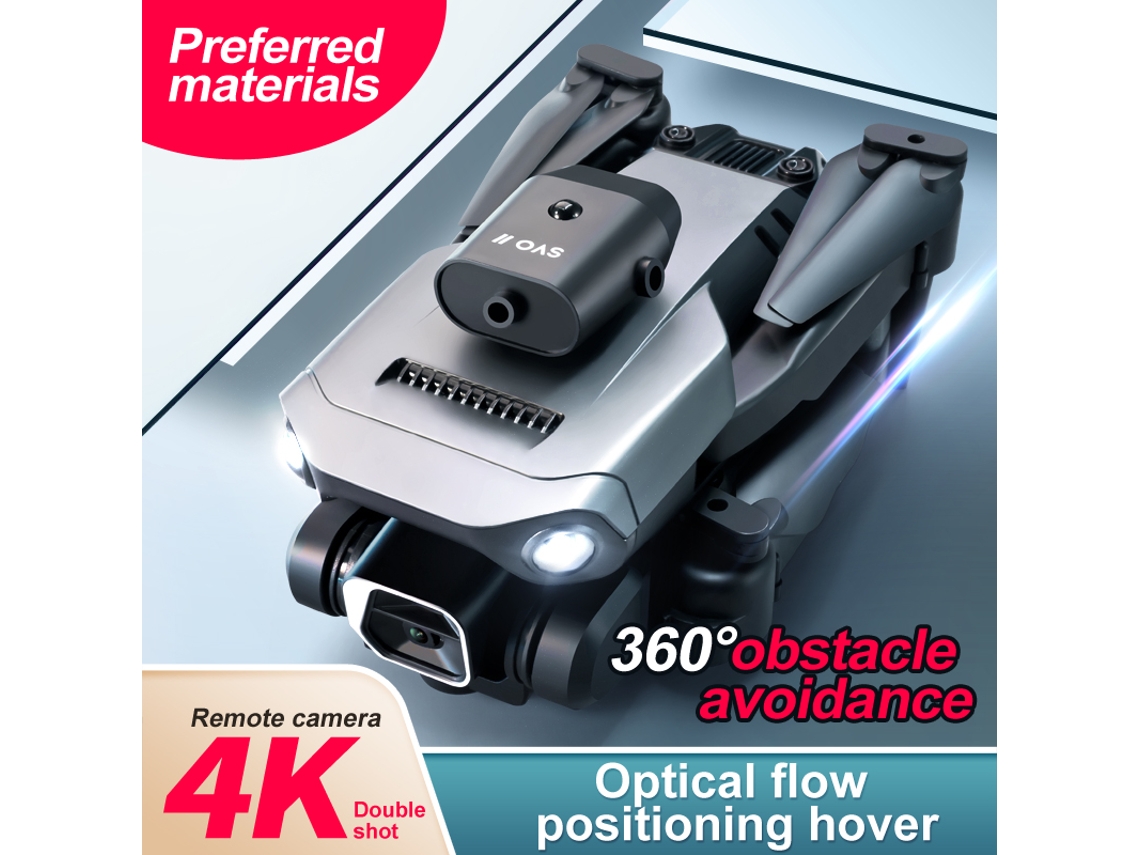 Dron plegable K6 Pro con cámara ESC dual 4K Evitación de obstáculos de 360 (3 baterías - Duración de la batería: 15 min - Gris) YIZHOOD