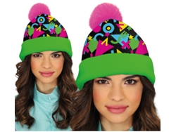 Gorro de Lana verde y rosa años 80 adulto