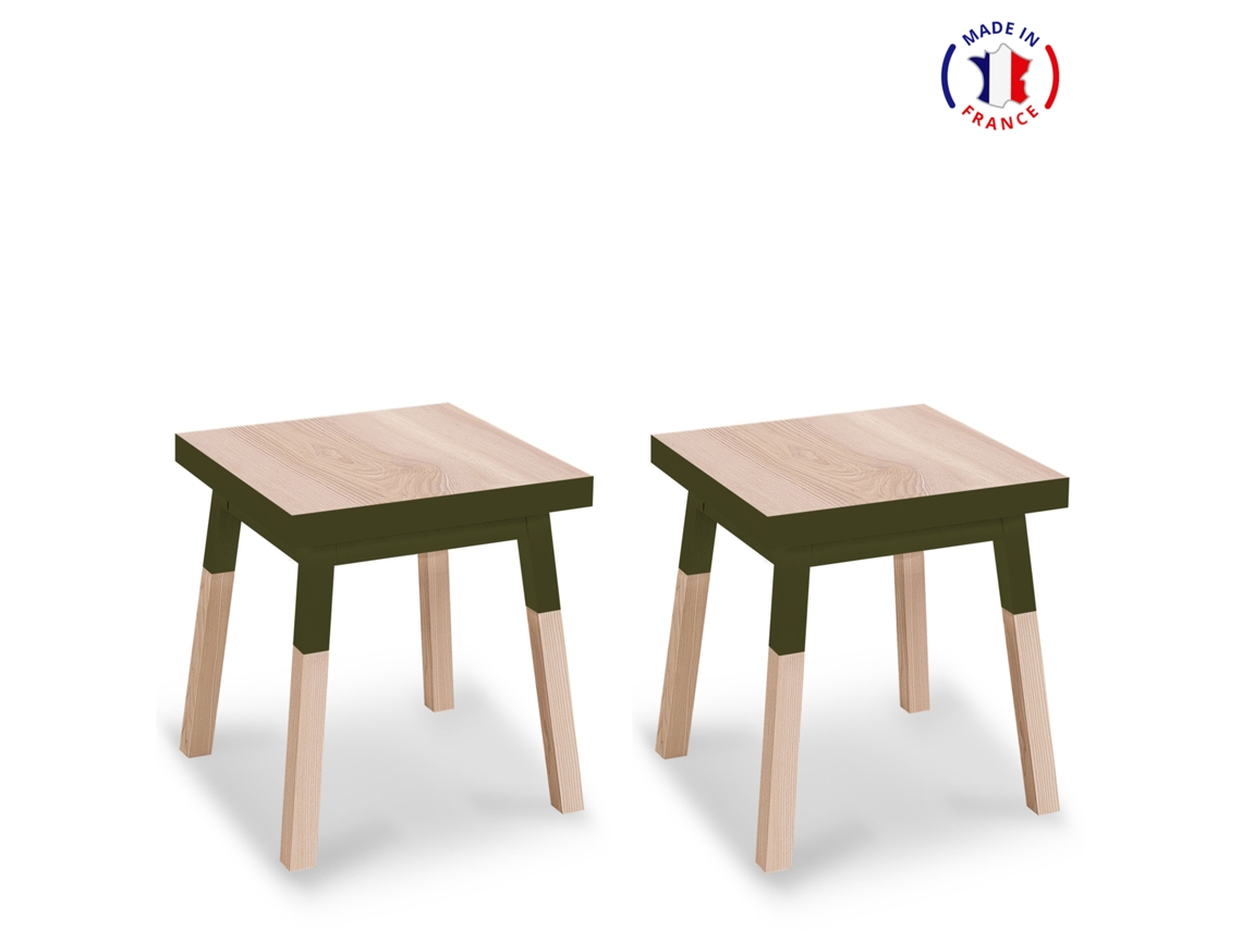 Conjunto de 2 Mesitas de Noche MON PETIT MEUBLE FRANÇAIS con 1 Cajón (Marrón - Madera - 100 x 75 x 100 cm)