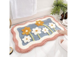 Alfombrilla De Baño Antideslizante, Superabsorbente Y Suave De Microfibra, 79x51 Cm, Azul, Para Baño Y Dormitorio.
