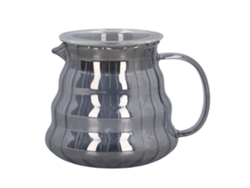 Servidor de café de vidrio con rayas grises galvanizadas, jarra de 300 ml
