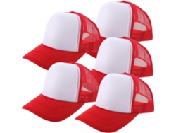 Juego De 5 Gorras De Béisbol Rojas Lisas, Para Fiestas De Pesca.