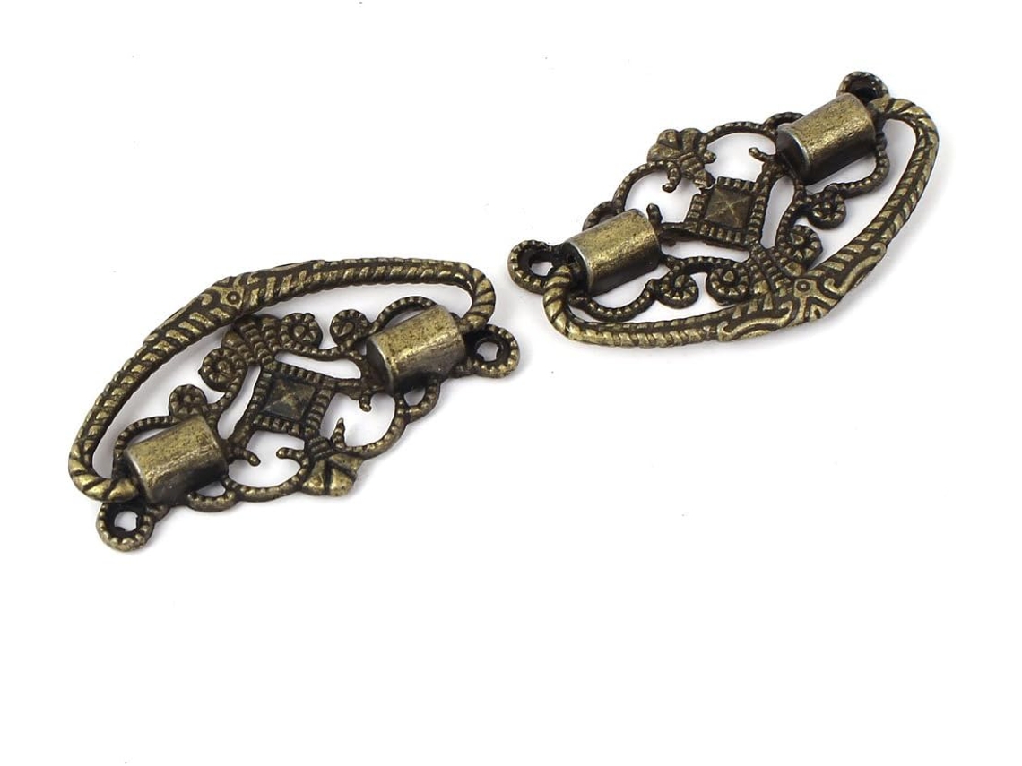 Tirador De Madera Para Caja De Joyería Estilo Retro, 48x28 Mm, Tono Bronce, 2 Piezas