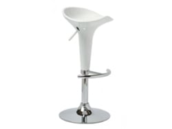 Taburete de bar Clp Saddle Design con asiento de plástico y base de reposapiés de metal, color blanco