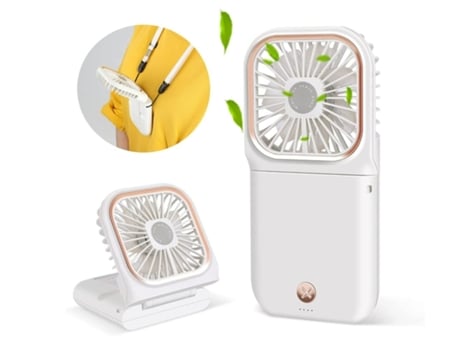 Ventilador portátil de mano, ventilador de escritorio plegable, ventilador de cuello colgante recargable por USB, miniventilador eléctrico con bate...