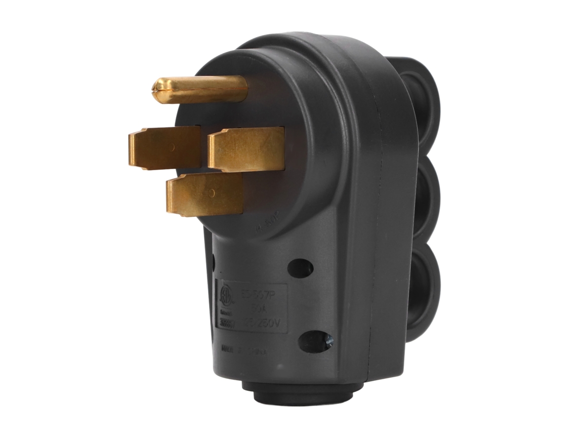 Conector Macho Rv 50a Nema 14‑50p 125/ Para Cable De Generador Ev, Reemplazo Resistente Con Mango