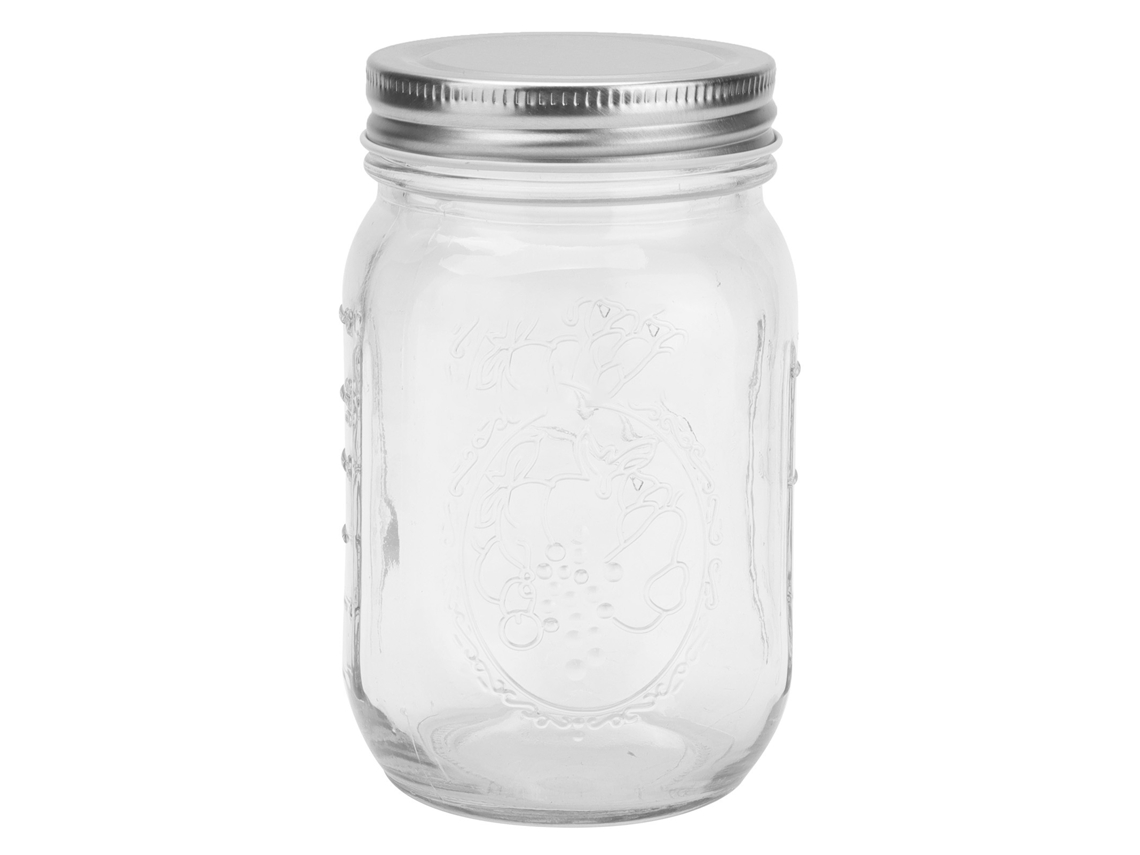Tarro de cristal de 500 ml con tapa hermética para almacenar alimentos secos, mermeladas y miel.