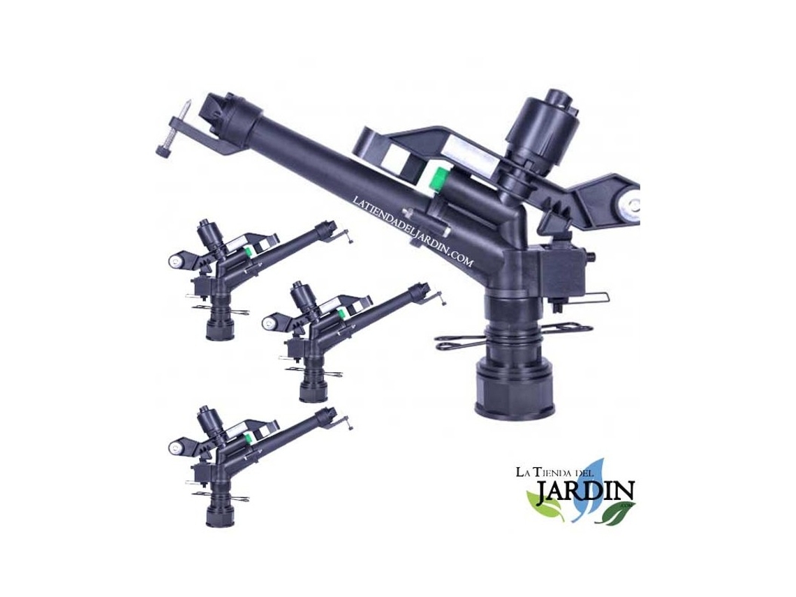 Pack Agricola 4 Cañones de Riego Top 12 a 30 Metros Ajustable 0-360º Rosca 1 1/2'' Gran Alcance SUINGA