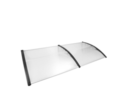 Toldo para puerta, fabricado en policarbonato y ABS, superficie de cobertura = 5 m², resistencia a los rayos UV de hasta el 95 %, diseño transparente.