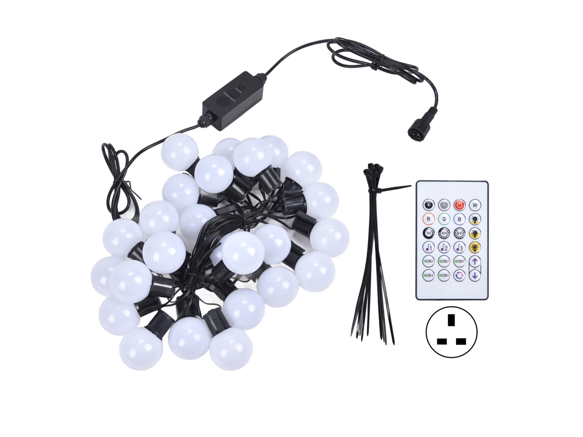 Guirnalda de luces 2026 G40 con 25 bombillas LED RGB, 5 m, para fiestas, bodas y decoración, enchufe británico 100-240V